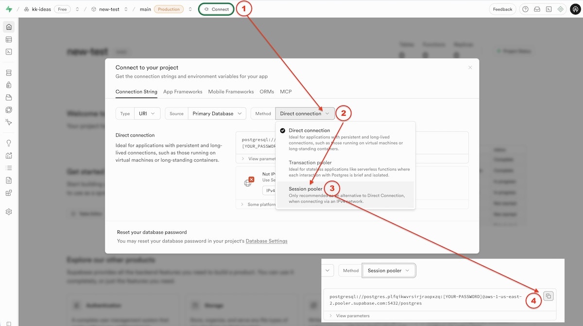 Supabase database URL