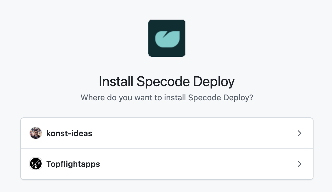 Choose your GitHub account