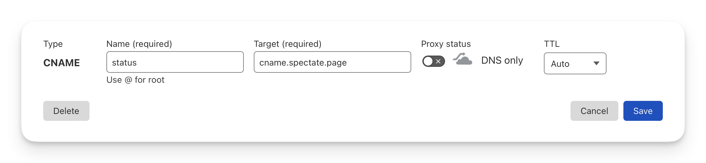 CNAME record on Cloudflare
