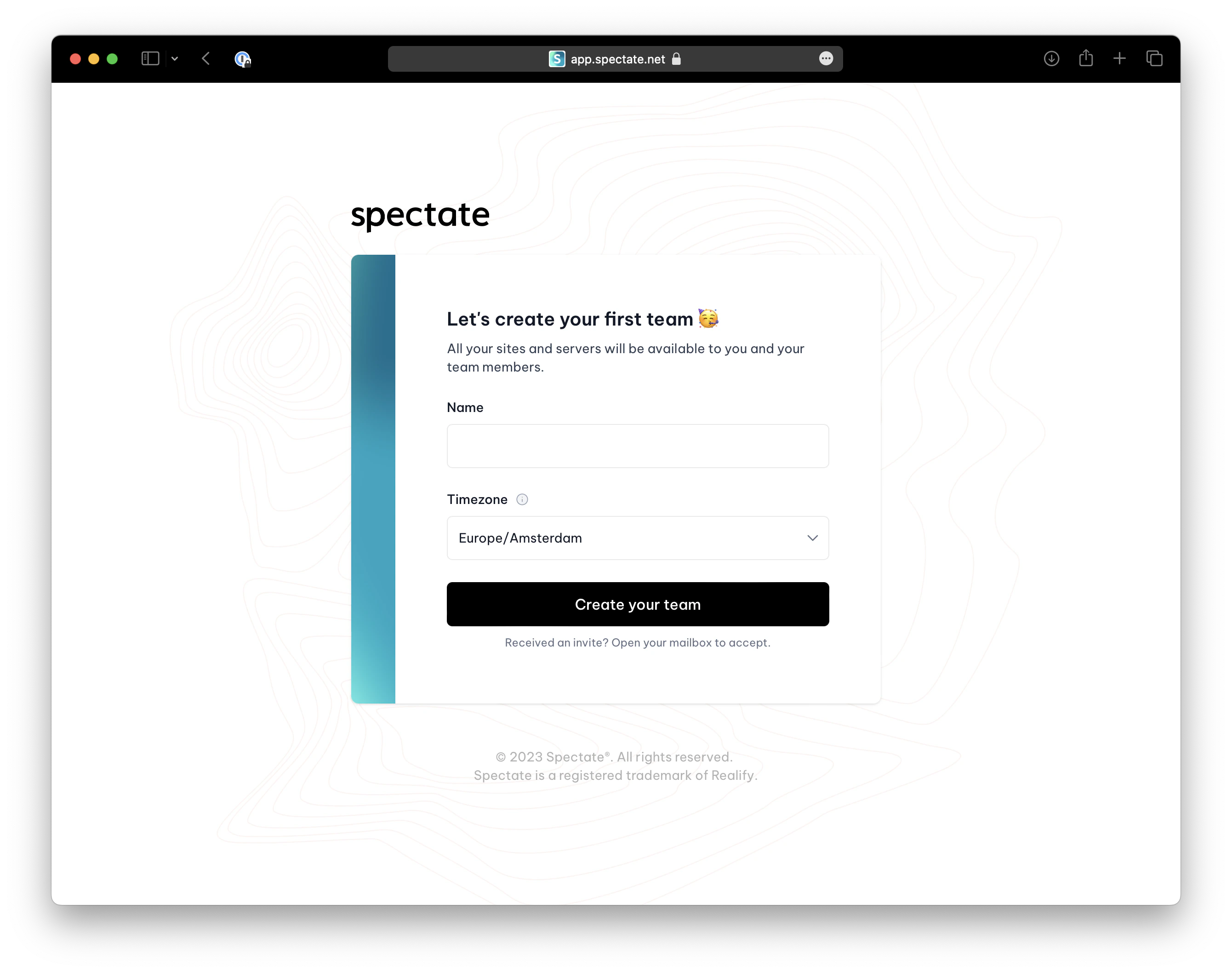Create a team screen