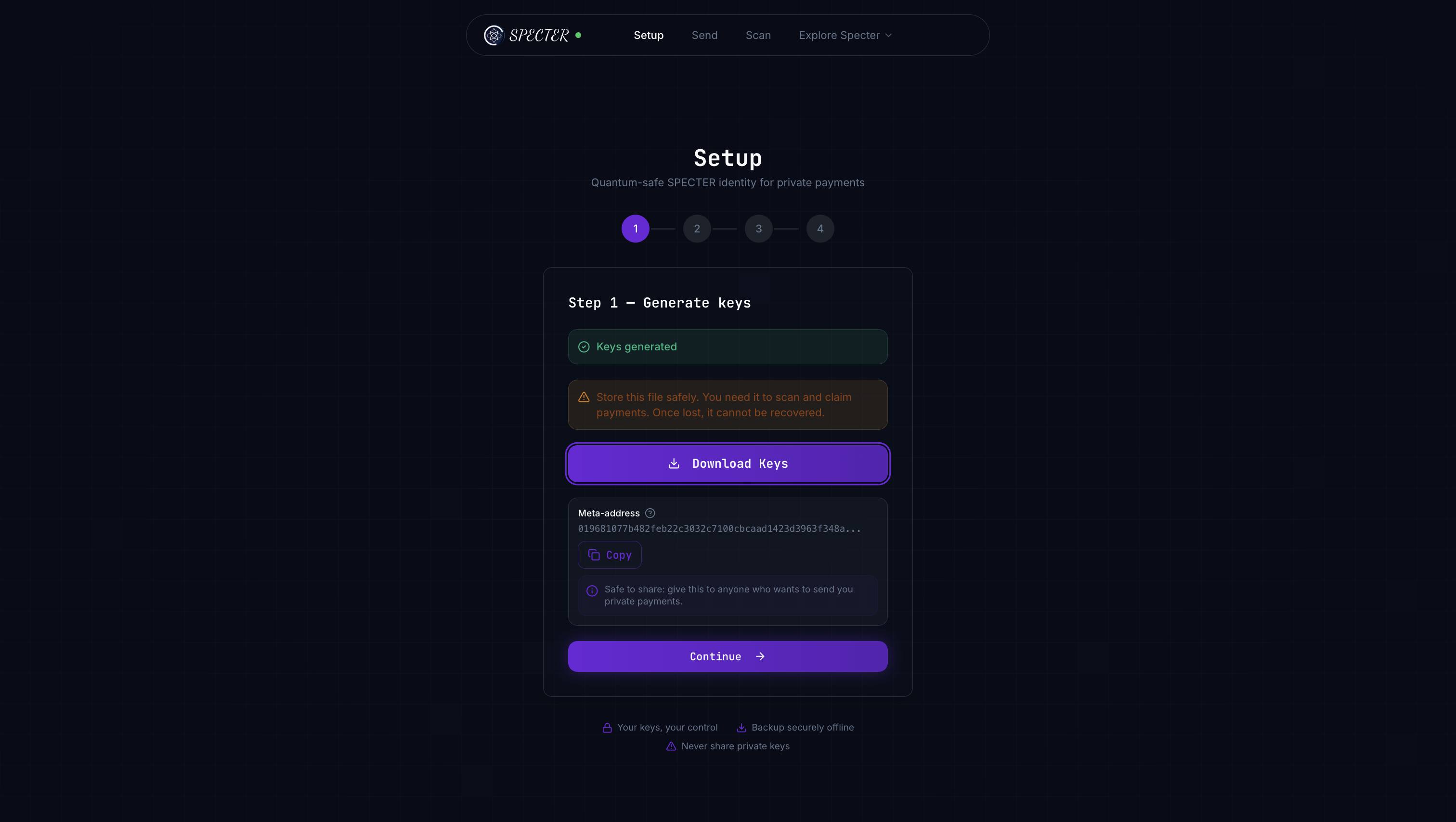 Setup — Generate your keys and link to ENS/SuiNS