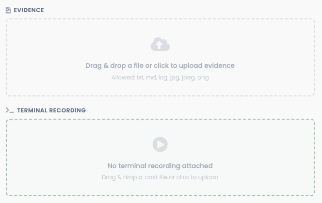 Terminal recording dropzone