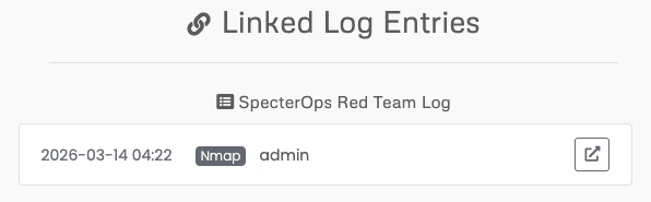 Display of linked evidence in operation log entry details