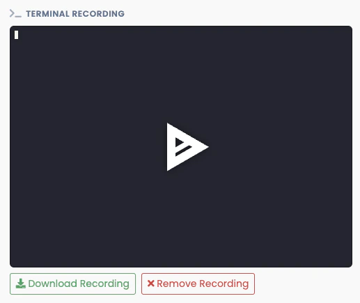 Embedded Asciinema recording player in operation log entry