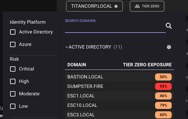 Updated environment selector in BloodHound v8.1.0