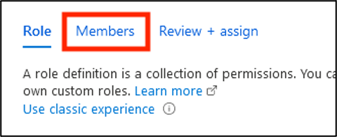 The role assignment workflow showing the Members step.