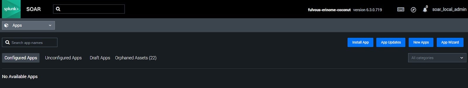 Splunk SOAR app search box