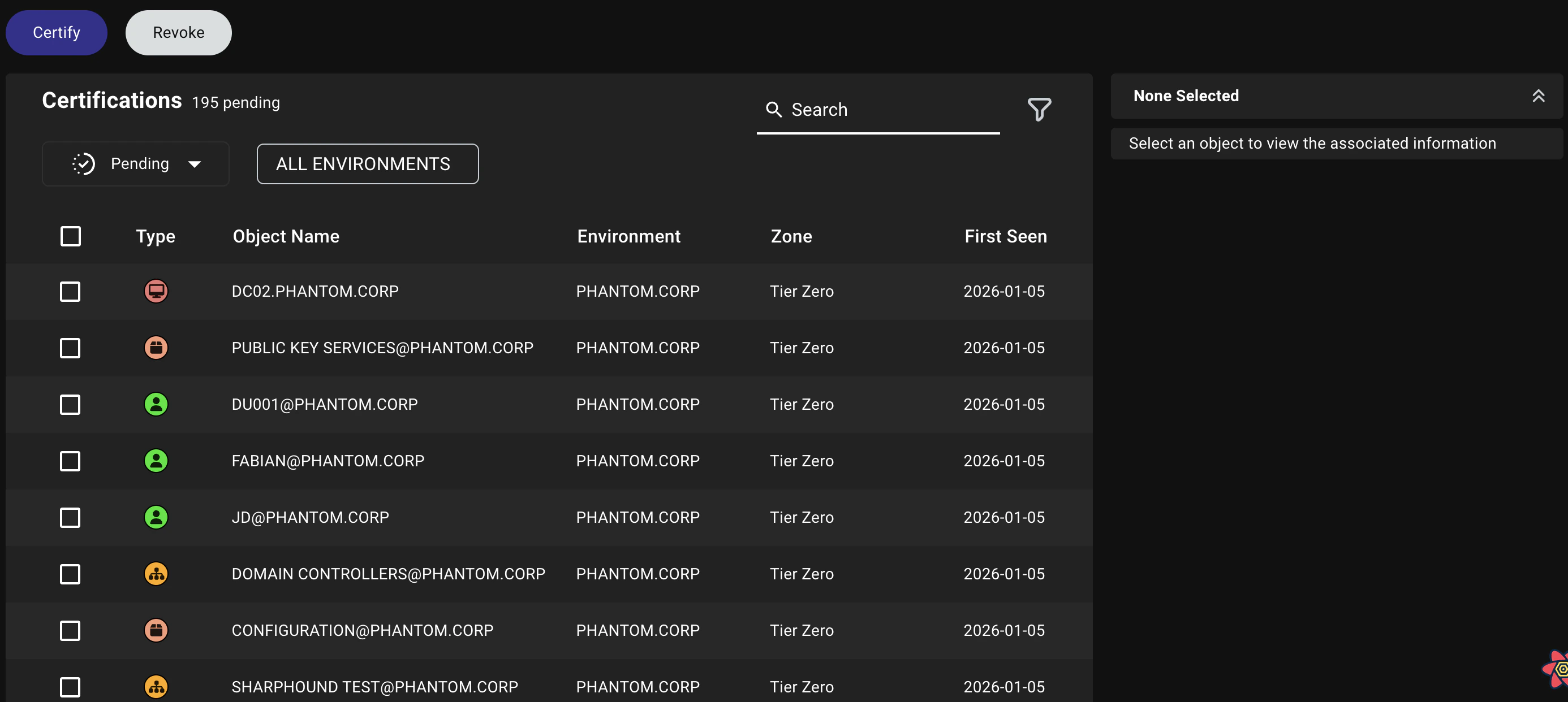 A view of the Zone Builder certification tab