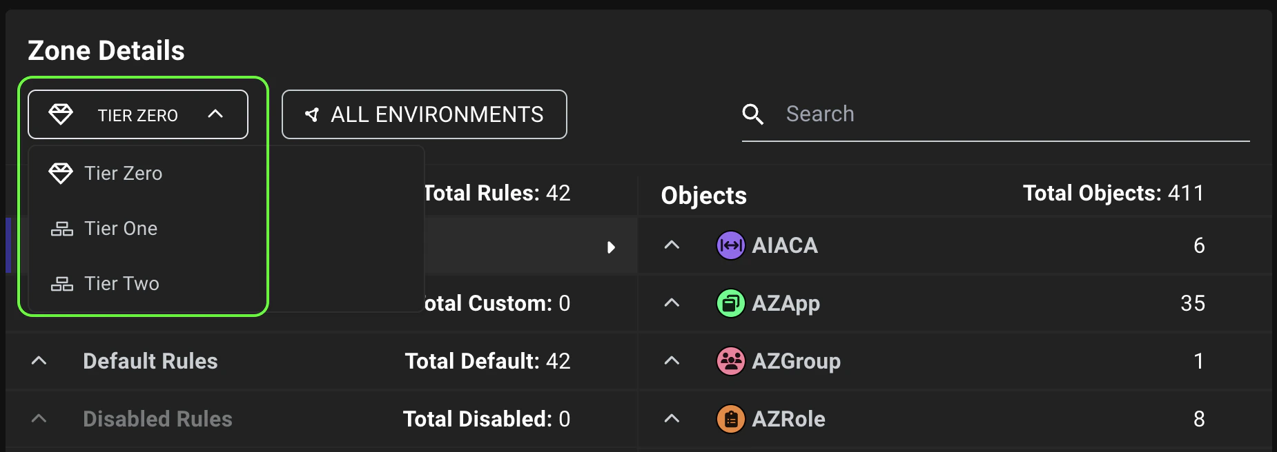 A view of the BloodHound main navigation menu showing the new shield icon used for the Zones page, which is now consistent with the iconography used on the Zone Builder page and other zone-related features across the platform.