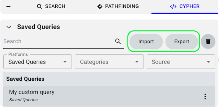Import and export queries