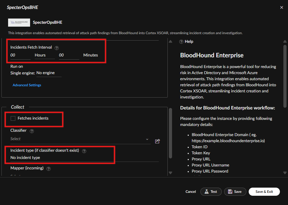 Cortex XSOAR instance configuration detail view.