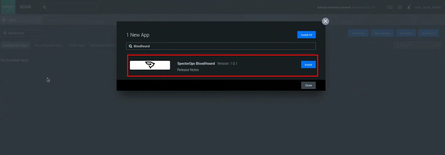 Splunk SOAR install app confirmation