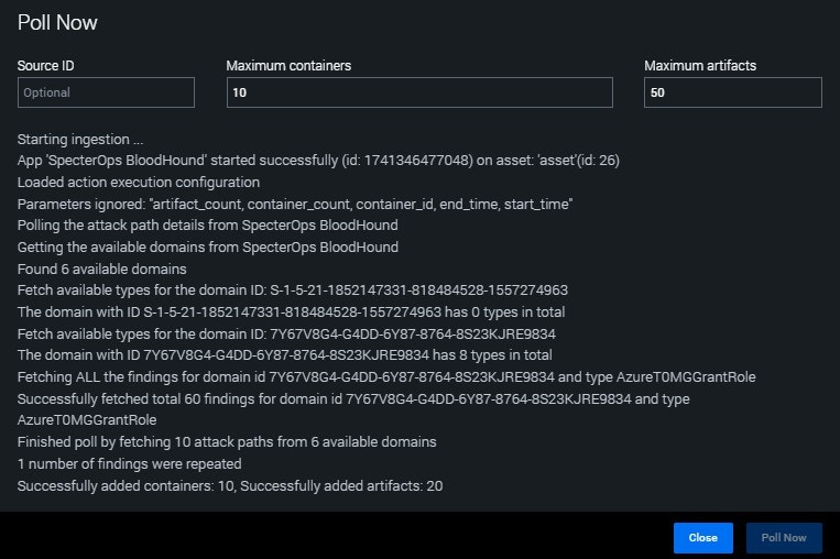 Splunk SOAR successful data ingestion confirmation
