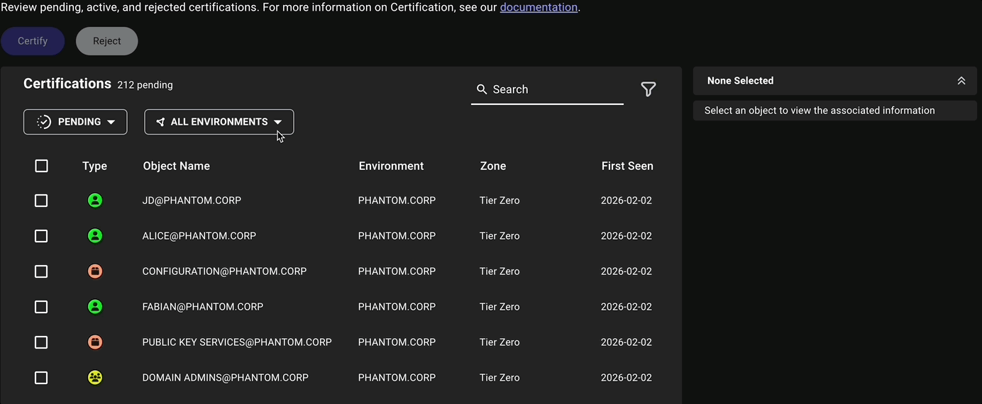 An animated view of the Zone Builder certification environment filter