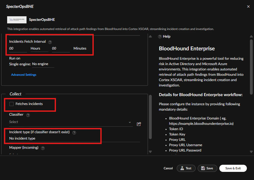 Cortex XSOAR instance configuration detail view.