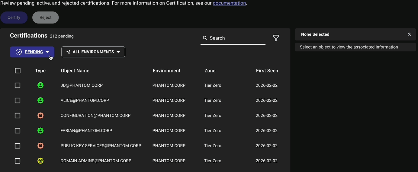 An animated view of the Zone Builder certification status filter