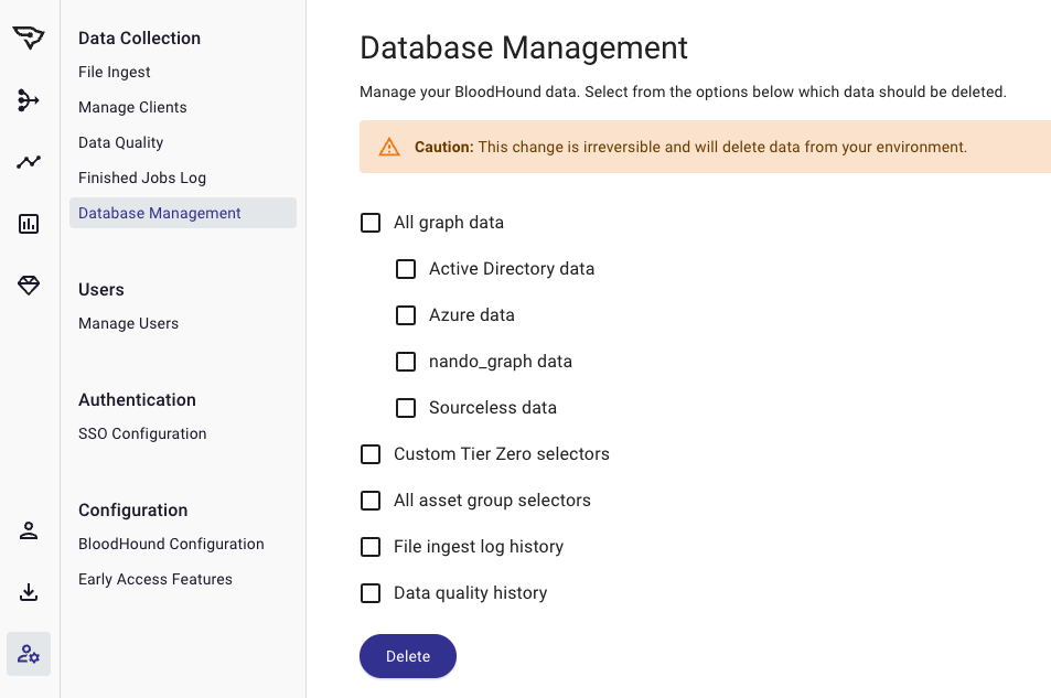 Targeted data deletion by type in BloodHound v8.0.0