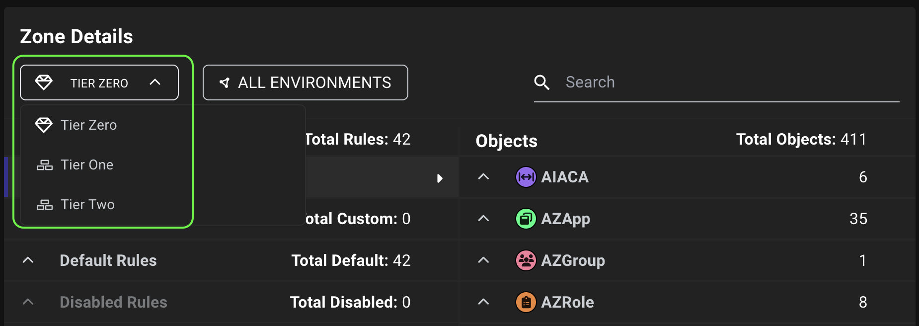A view of the BloodHound main navigation menu showing the new shield icon used for the Zones page, which is now consistent with the iconography used on the Zone Builder page and other zone-related features across the platform.