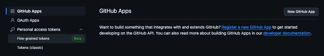 Fine-grained tokens in Developer settings