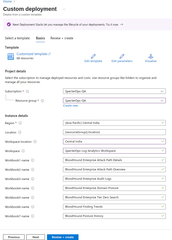 Customize deployment template