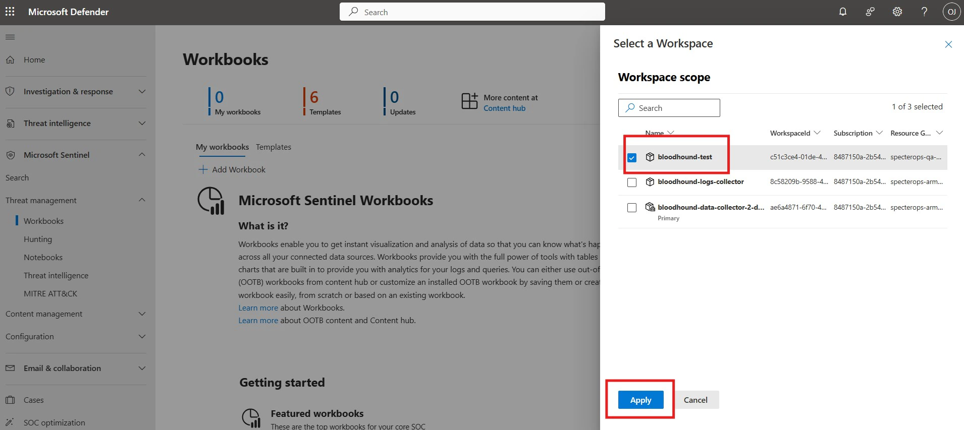Microsoft Defender Portal Workspace Selector