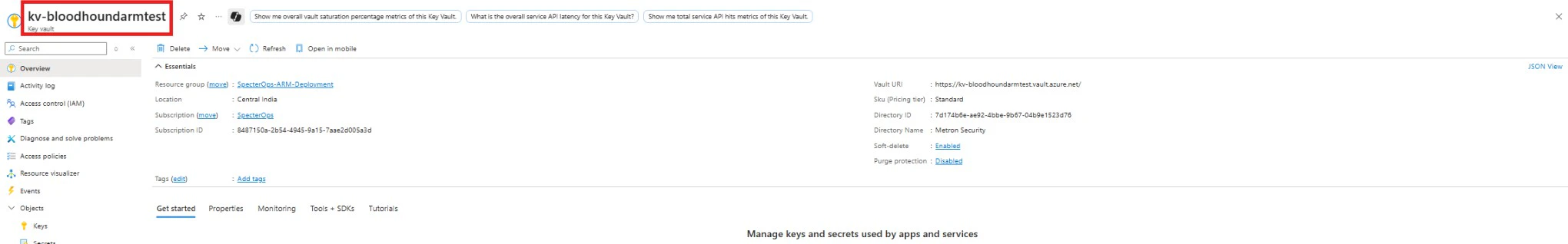 Verify Key Vault