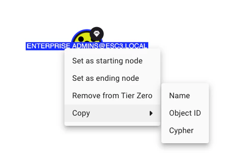 Renamed Copy -> Name menu in BloodHound v8.0.0