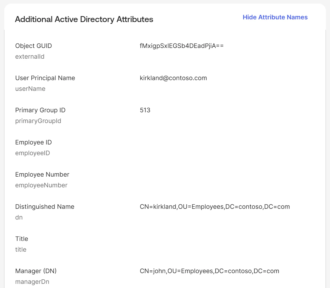Additional Active Directory attributes