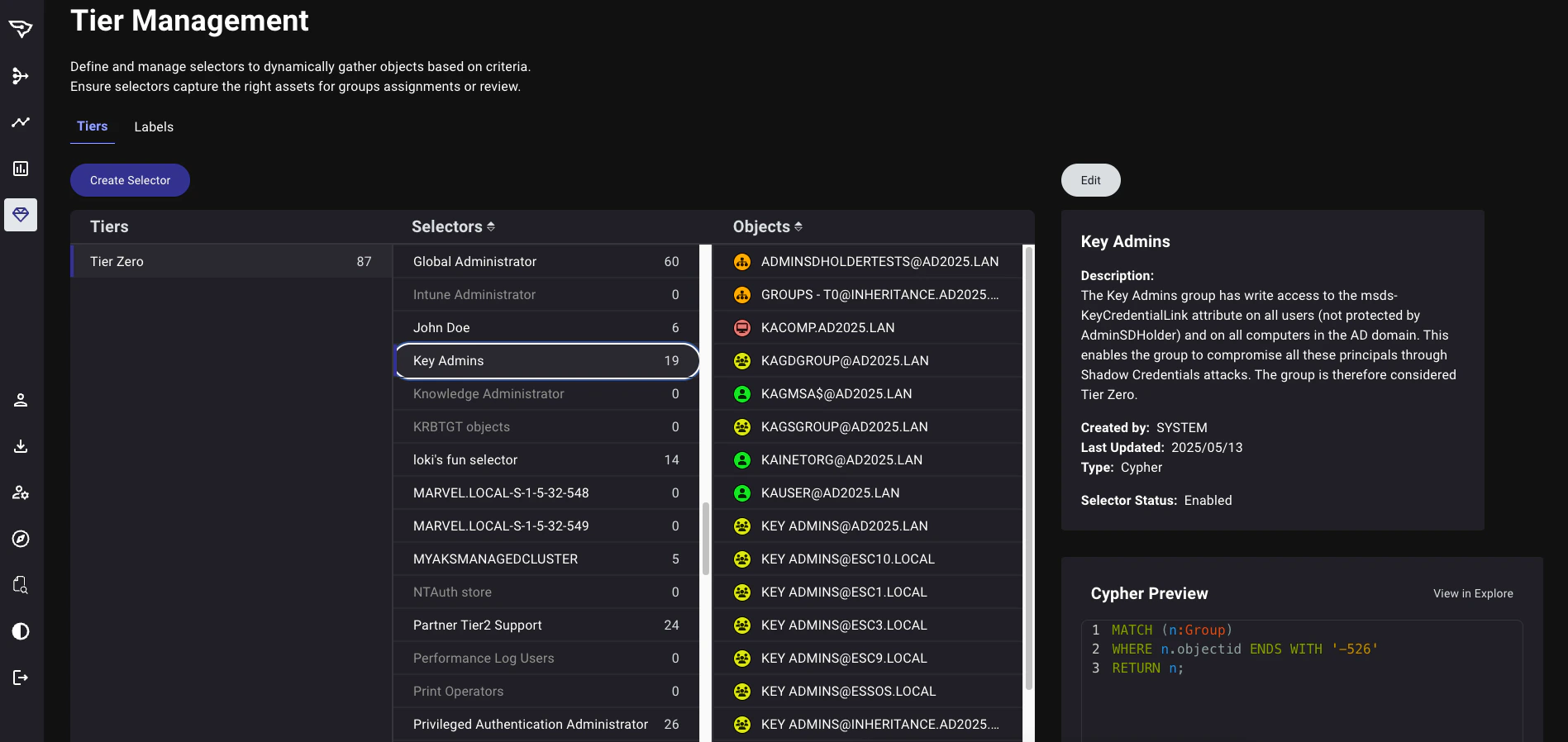 Updated Tier Management view in v7.4.0