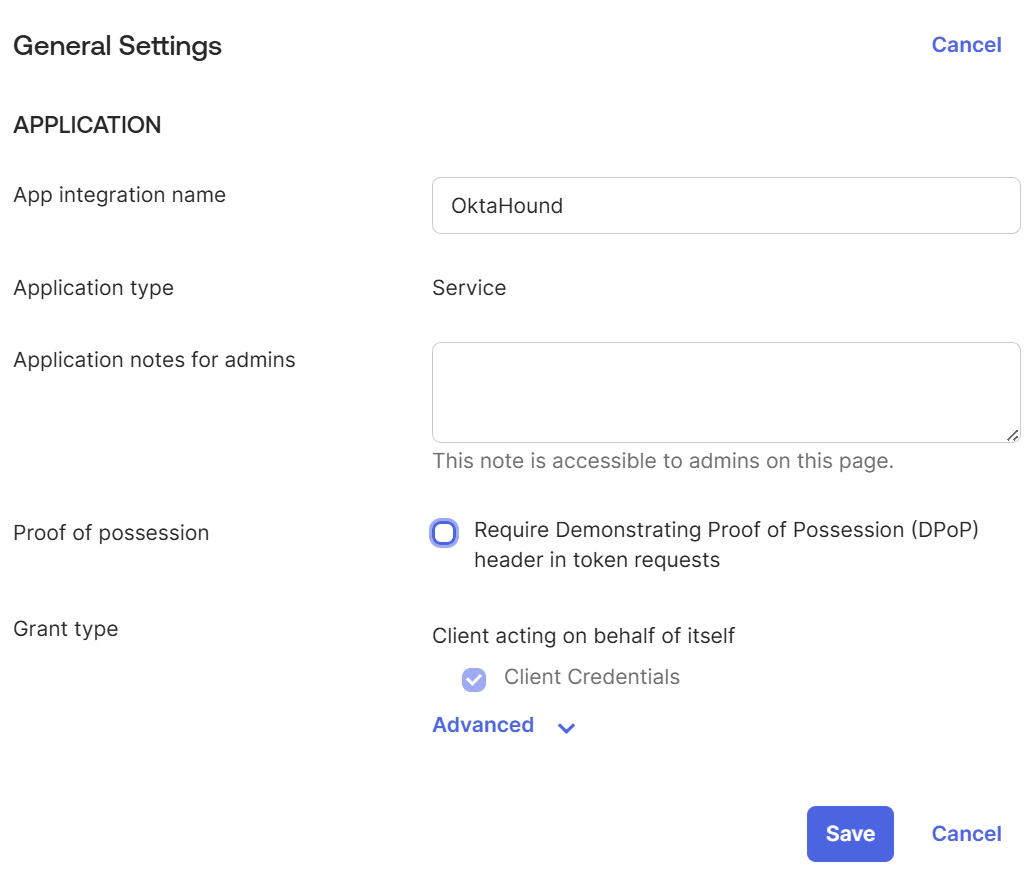 OktaHound General Settings