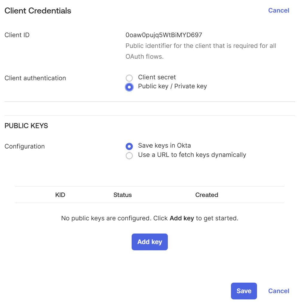 Switch to Public key / Private key authentication