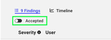 A view of a finding that shows the accepted toggle