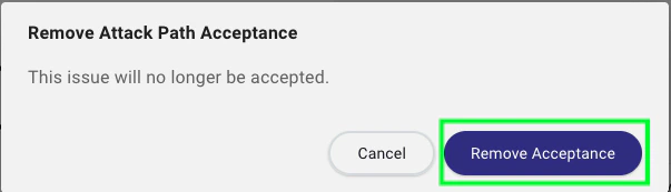 A view of the remove attack path acceptance window