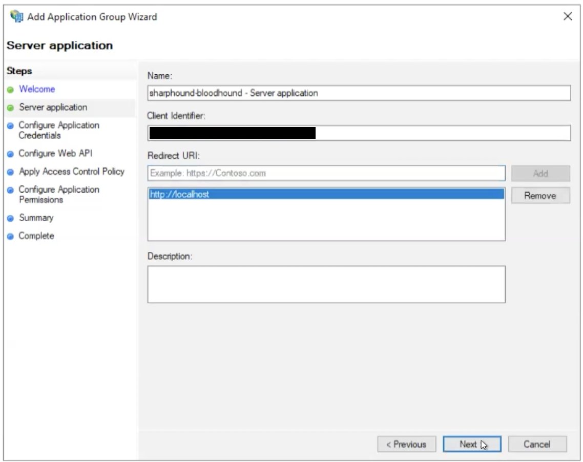 A view of the Server Application configuration page in the Add Application Group Wizard