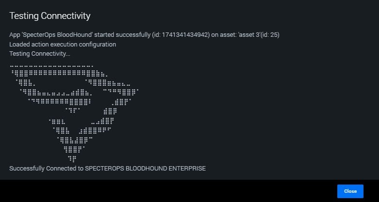 Splunk SOAR successful connectivity confirmation