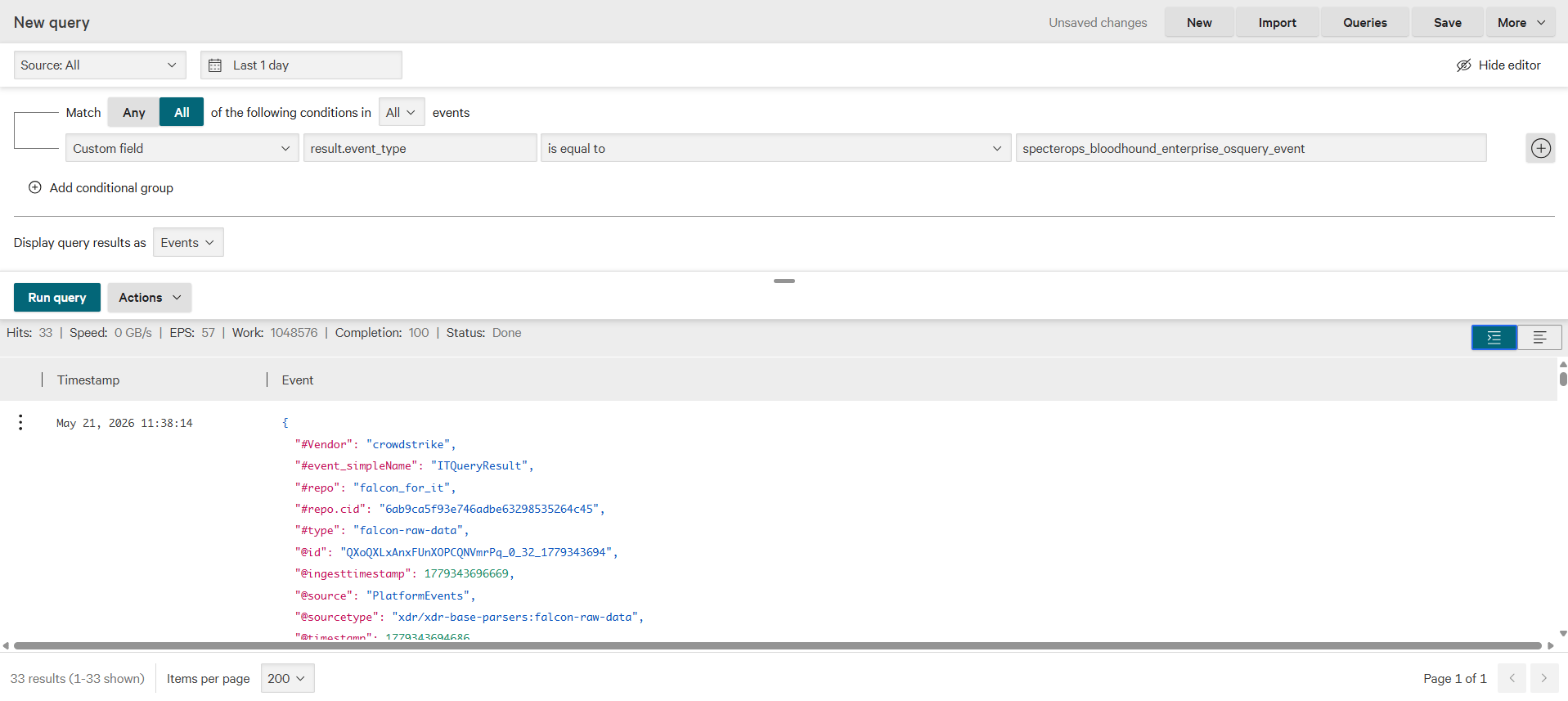 A screenshot of the filter interface for query telemetry