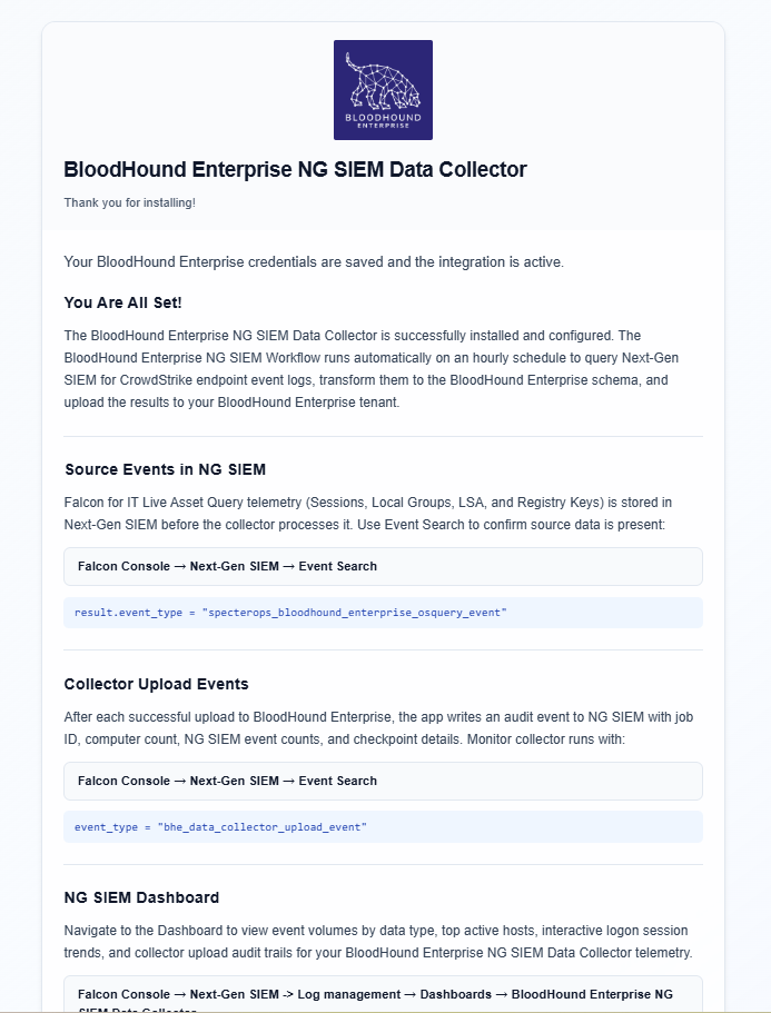 A screenshot of the installation success page