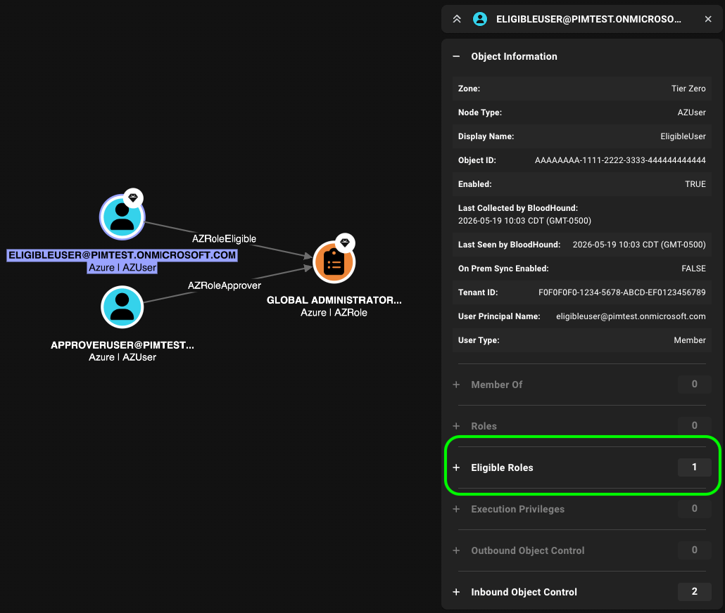 Screenshot of Eligible Roles accordion in the Entity Panel