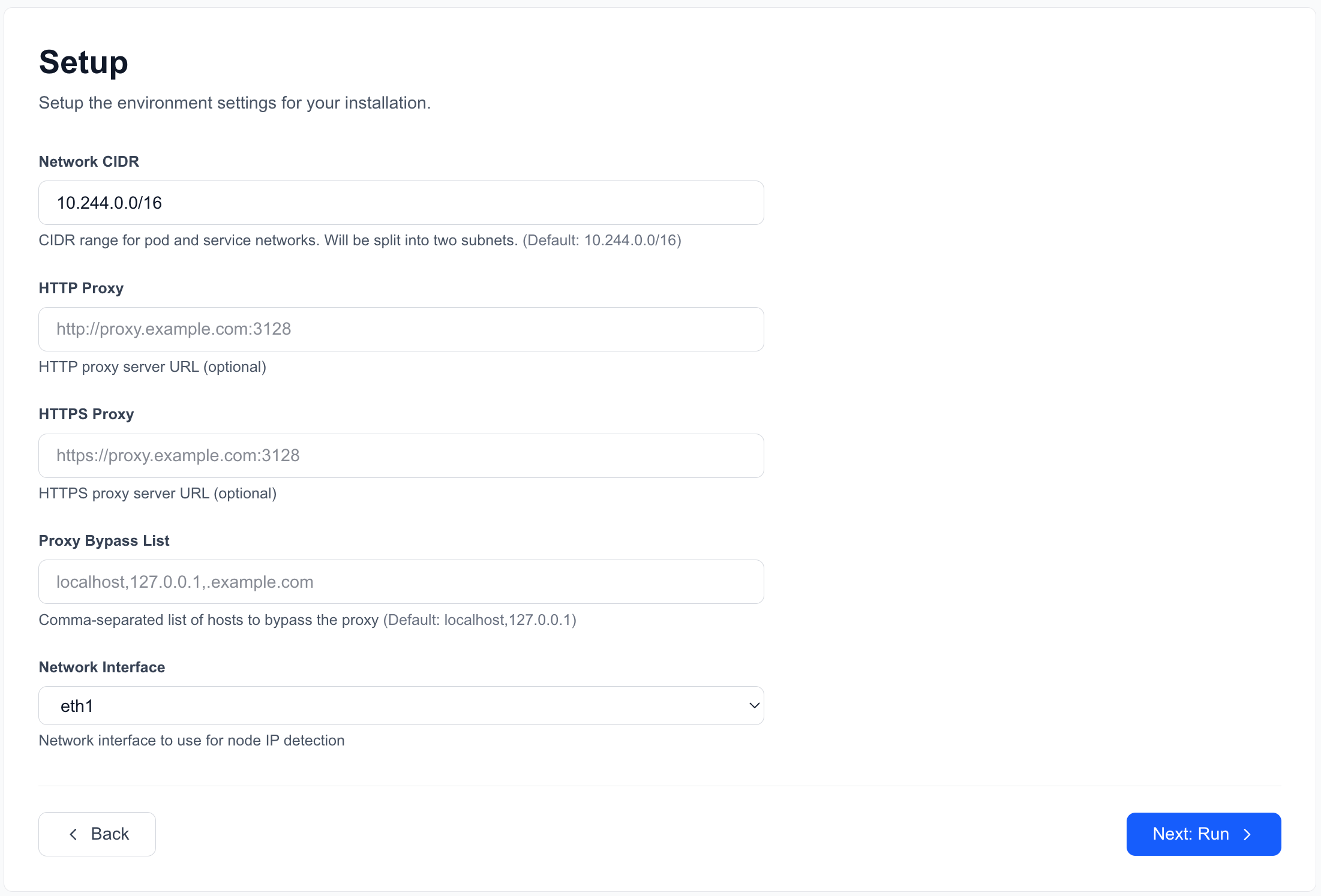 A screenshot showing the setup step of the BloodHound Enterprise web-based installer