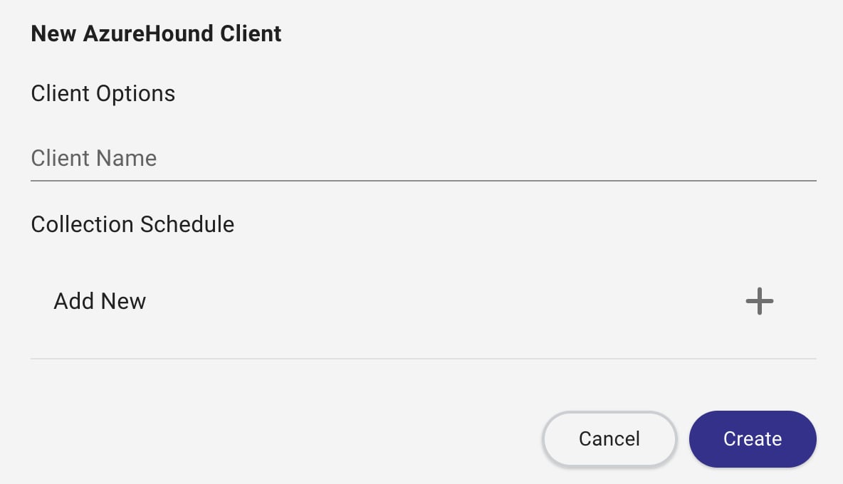 A view of the Create Client screen for AzureHound Enterprise