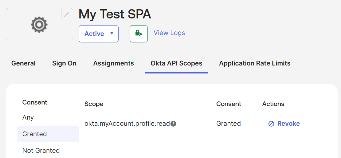 Okta application OIDC grants