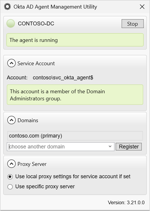 Okta AD agent settings