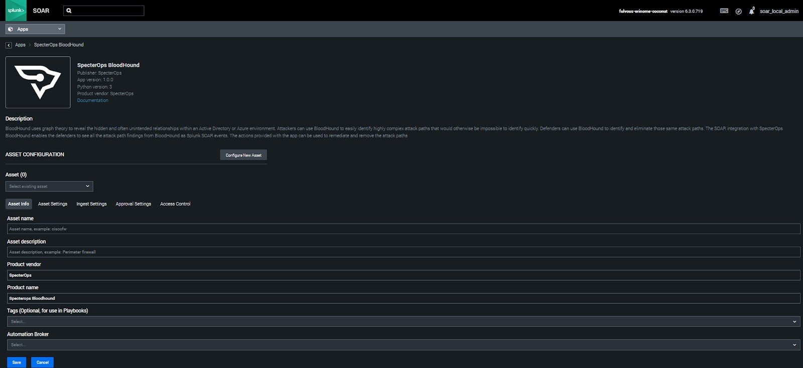 Splunk SOAR unconfigured apps section with Configure New Asset