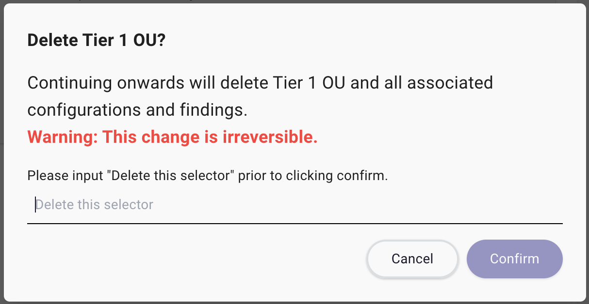 Delete a selector modal Delete a selector modal