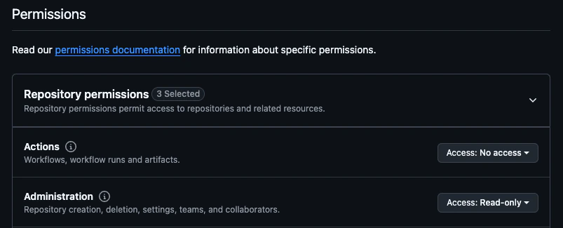 Token permissions configuration