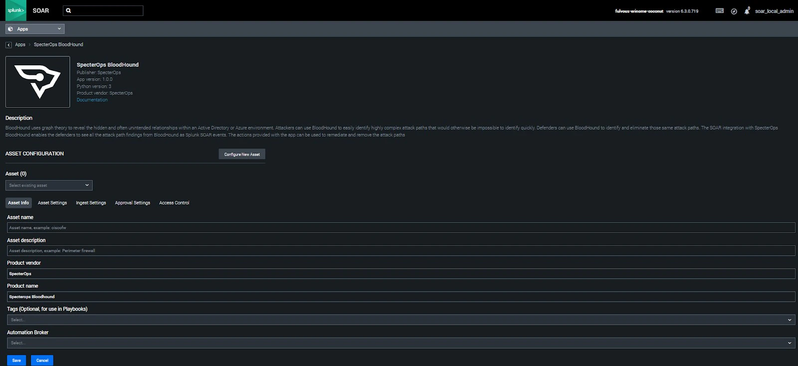 Splunk SOAR unconfigured apps section with Configure New Asset