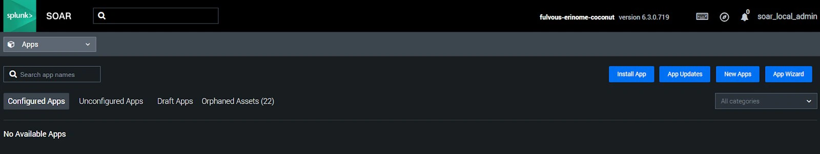Splunk SOAR app search box