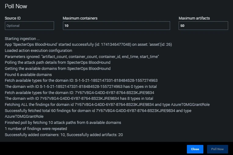 Splunk SOAR successful data ingestion confirmation