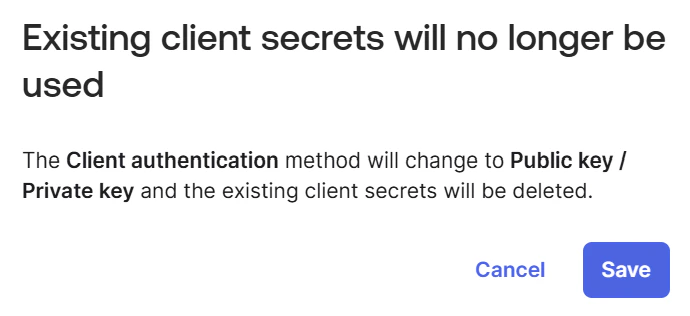 Confirm client secret removal
