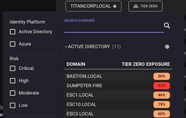 Updated environment selector in BloodHound v8.1.0